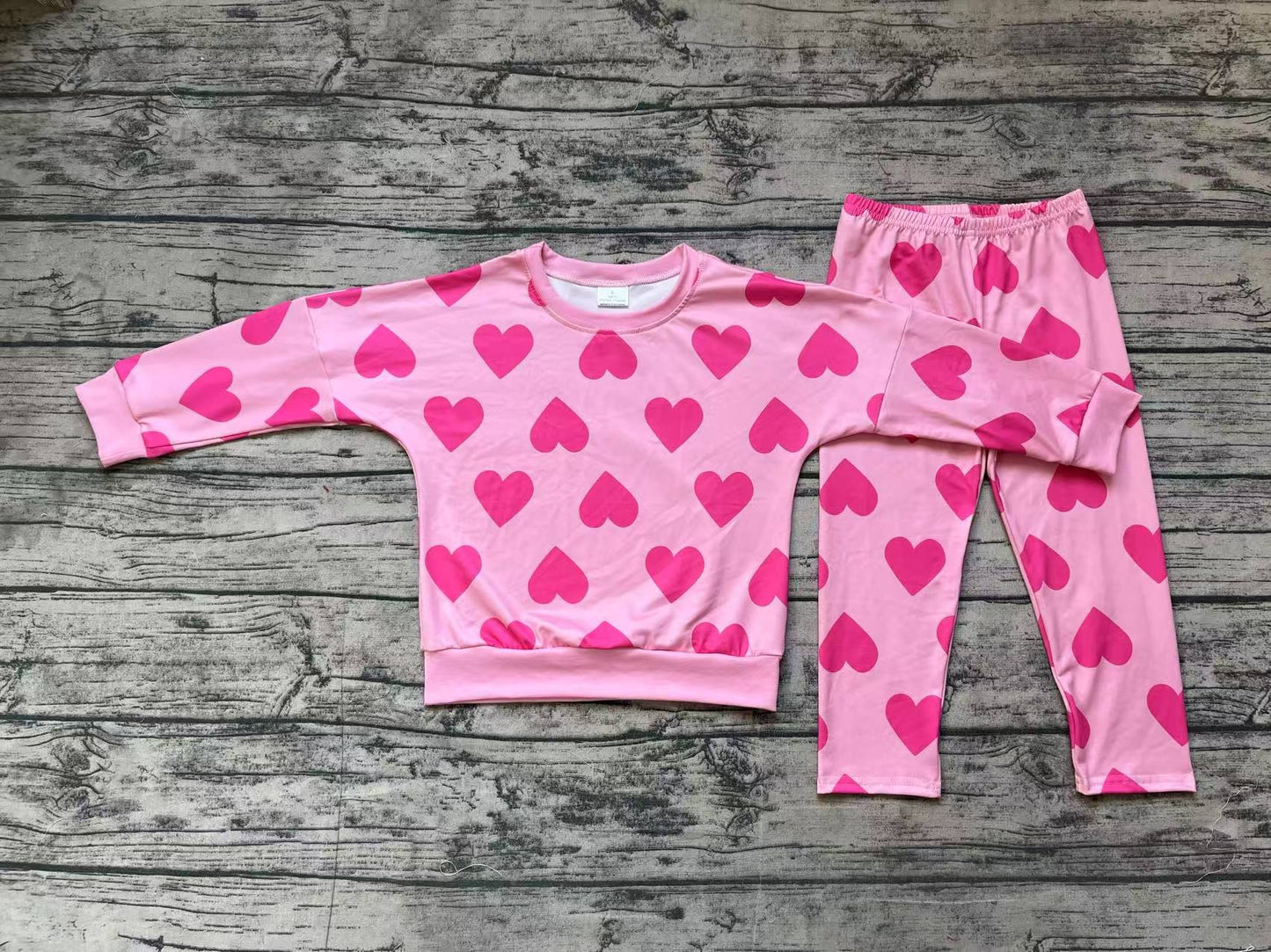 GLP2230 Baby Girls Pink Valentines Hearts Top Legging Clothes Sets Preorder