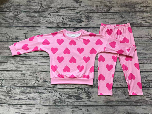 GLP2230 Baby Girls Pink Valentines Hearts Top Legging Clothes Sets Preorder