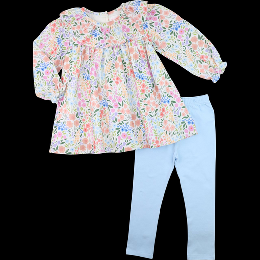 Baby Girls Spring Orange Flowers Tunic Legging Clothes Sets Preorder  GLP2231