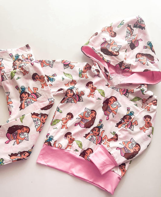 GLP2233 Baby Girls Pink Princess Pig Hood Top Pants Clothes Sets Preorder