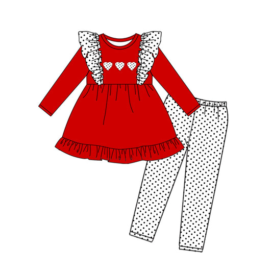 GLP2238  Baby Girls Valentines White Hearts Top Legging Clothes Sets Preorder