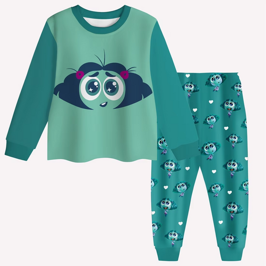 GLP2241 baby girls clothes cartoon green long Sleeve pants Suit