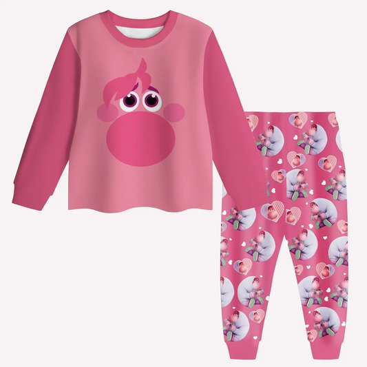 GLP2243 Baby Girls Pink Cartoon Top Pants Pajamas Clothes Sets Preorder