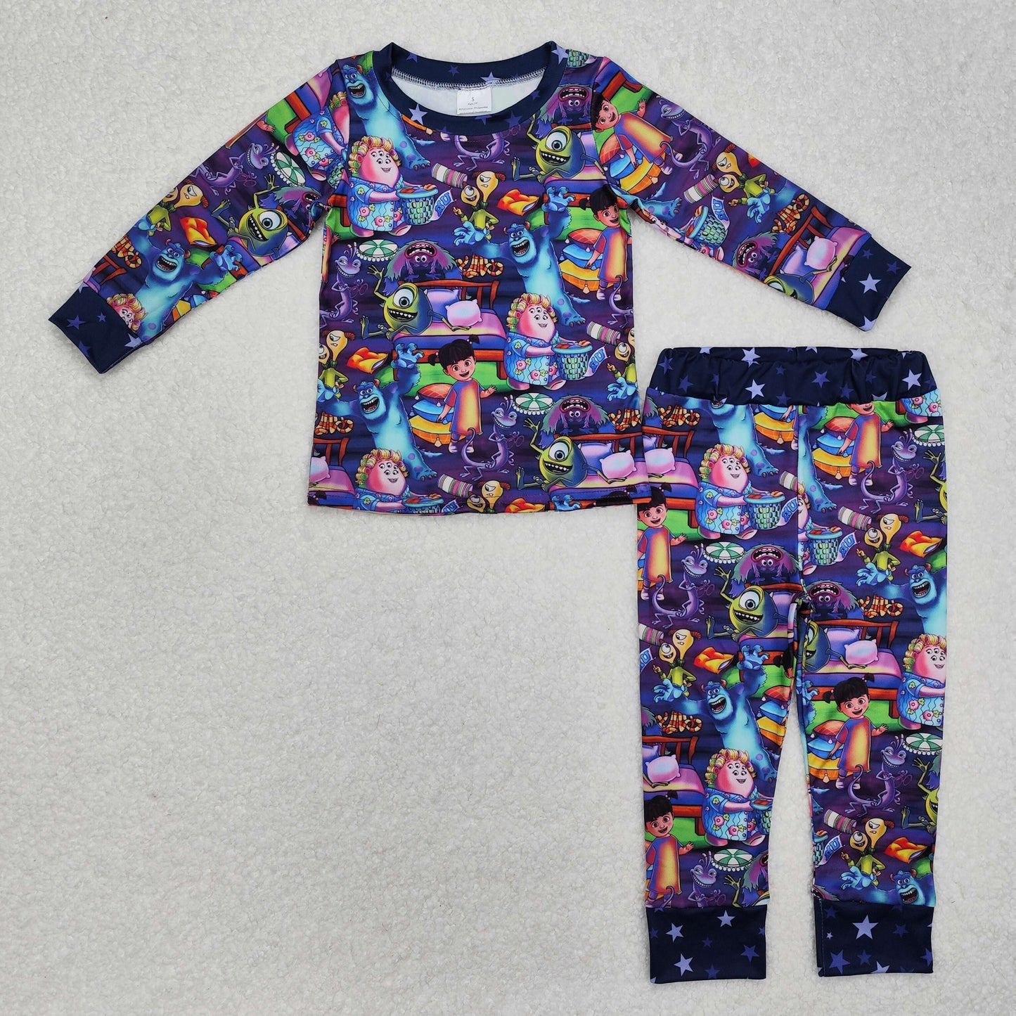GLP2268Purple long sleeves monster kids girls pajamas