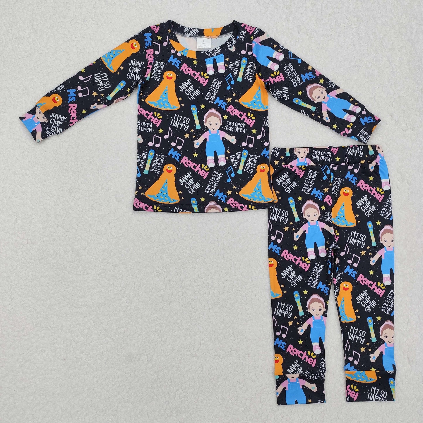 GLP2271Black long sleeves teacher music girls pajamas