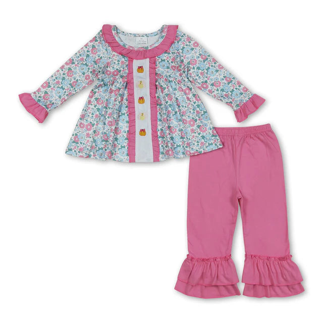 RTS Sibling Long sleeves pumpkin tunic pants girls fall clothes