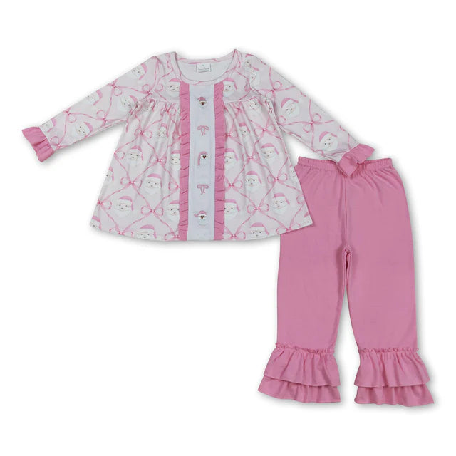 RTS Sibling Baby Girl Christmas Printed Top and Ruffle Pants set