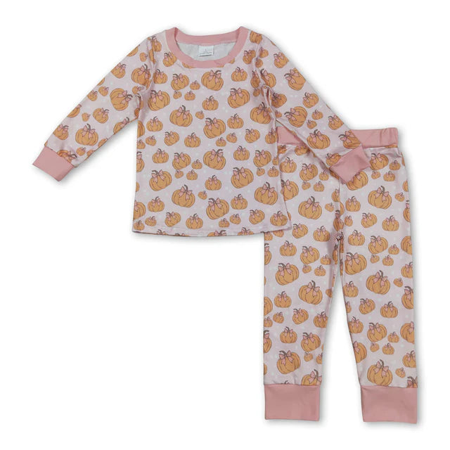 RTS Sibling Baby girls Halloween Pumpkin Pajamas with Long Sleeves and Pants