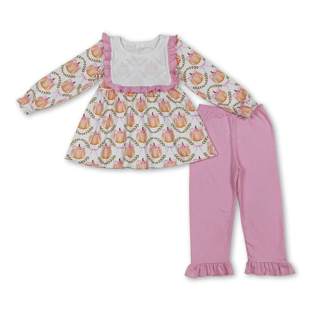 RTS Sibling Long sleeves pumpkin tunic pants girls fall clothes