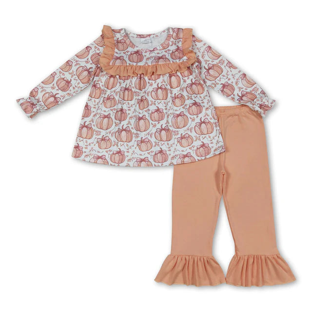 RTS Sibling Long sleeves pumpkin tunic pants girls fall clothes