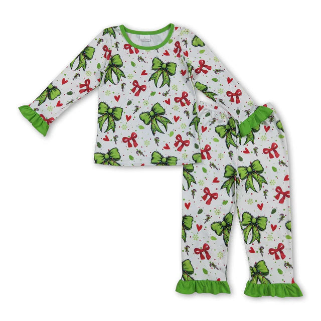 RTS Sibling Baby Girls Christmas Pants Pajamas Clothes Sets