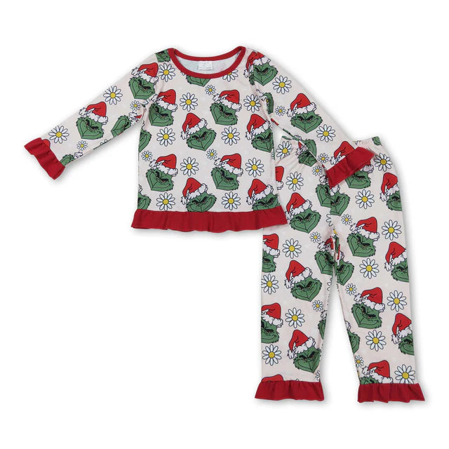 RTS Sibling Baby Girls Christmas Pants Pajamas Clothes Sets