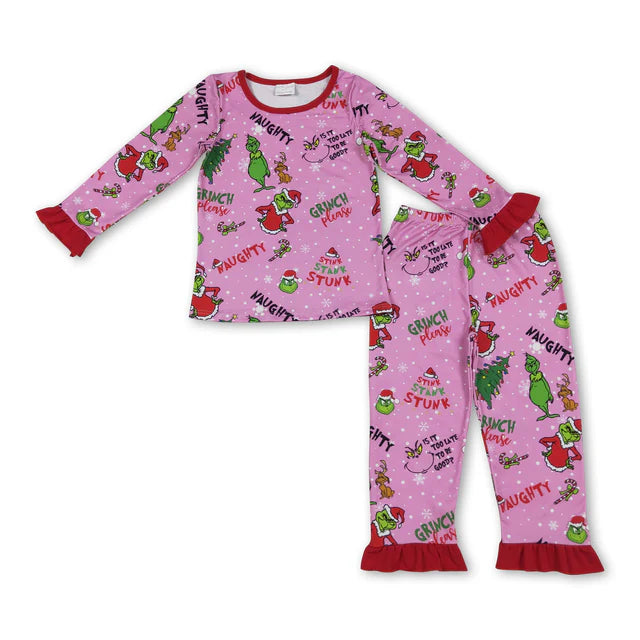 RTS Sibling Baby Girls Christmas Pants Pajamas Clothes Sets