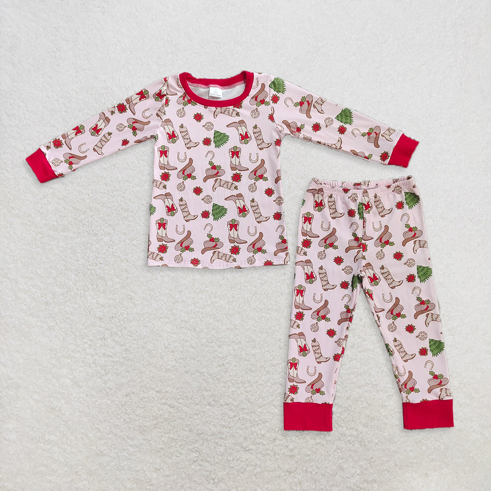 RTS Sibling Baby Girls Winter Outfits Girls Christmas Tree Bow Pajamas Rompers Dress Long Sleeves Boot Footwear Included Soft Material Comfortable Sleepwear