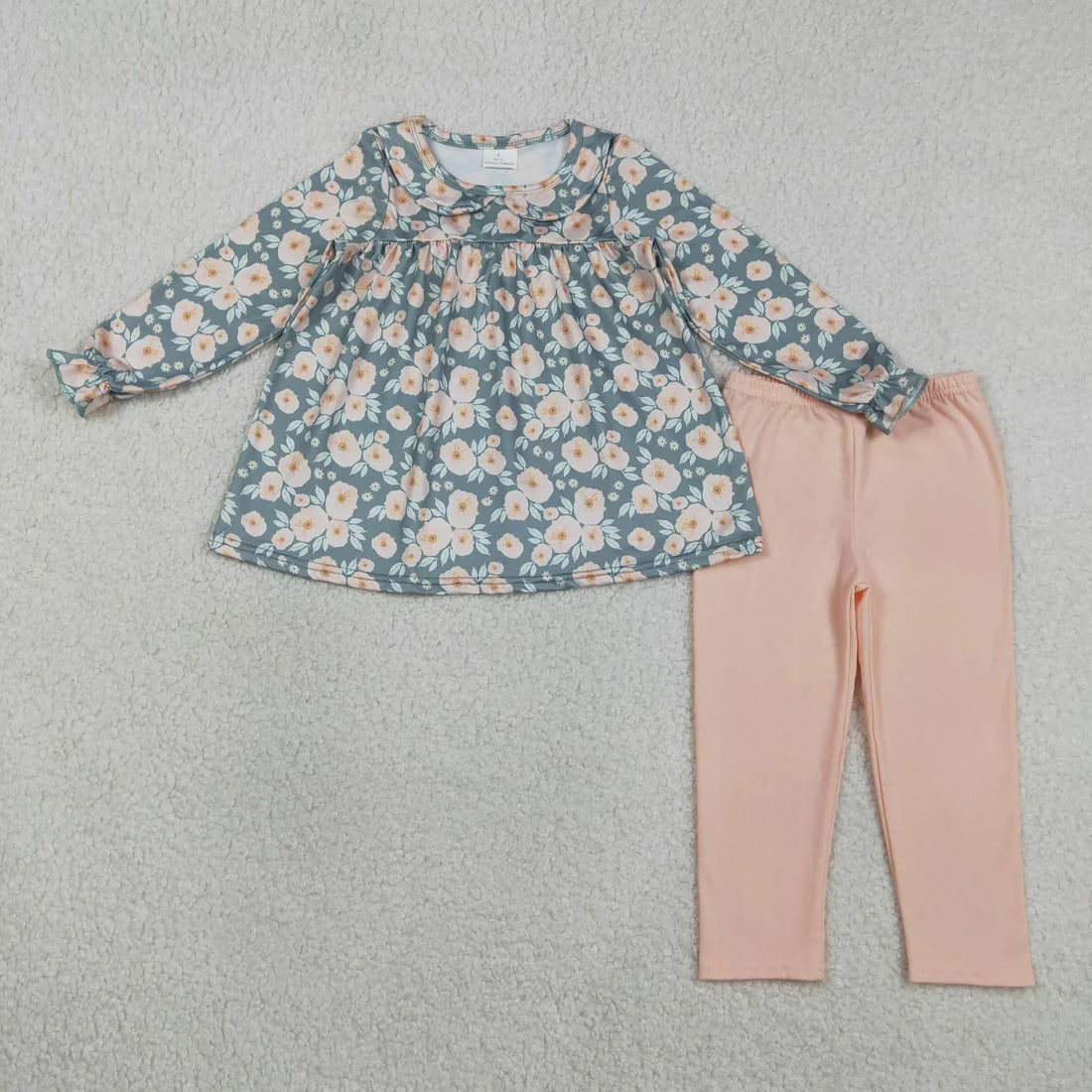 3.20 RTS Sibling Baby Girls Colorful Flowers Collar Tunic Legging Pants Clothes Sets