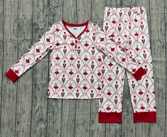 9.16 GLP2816 Sample No Moq Fast Coming Adult Women Red Bows Soldiers Plaid Top Pant Christmas Pajamas Sets