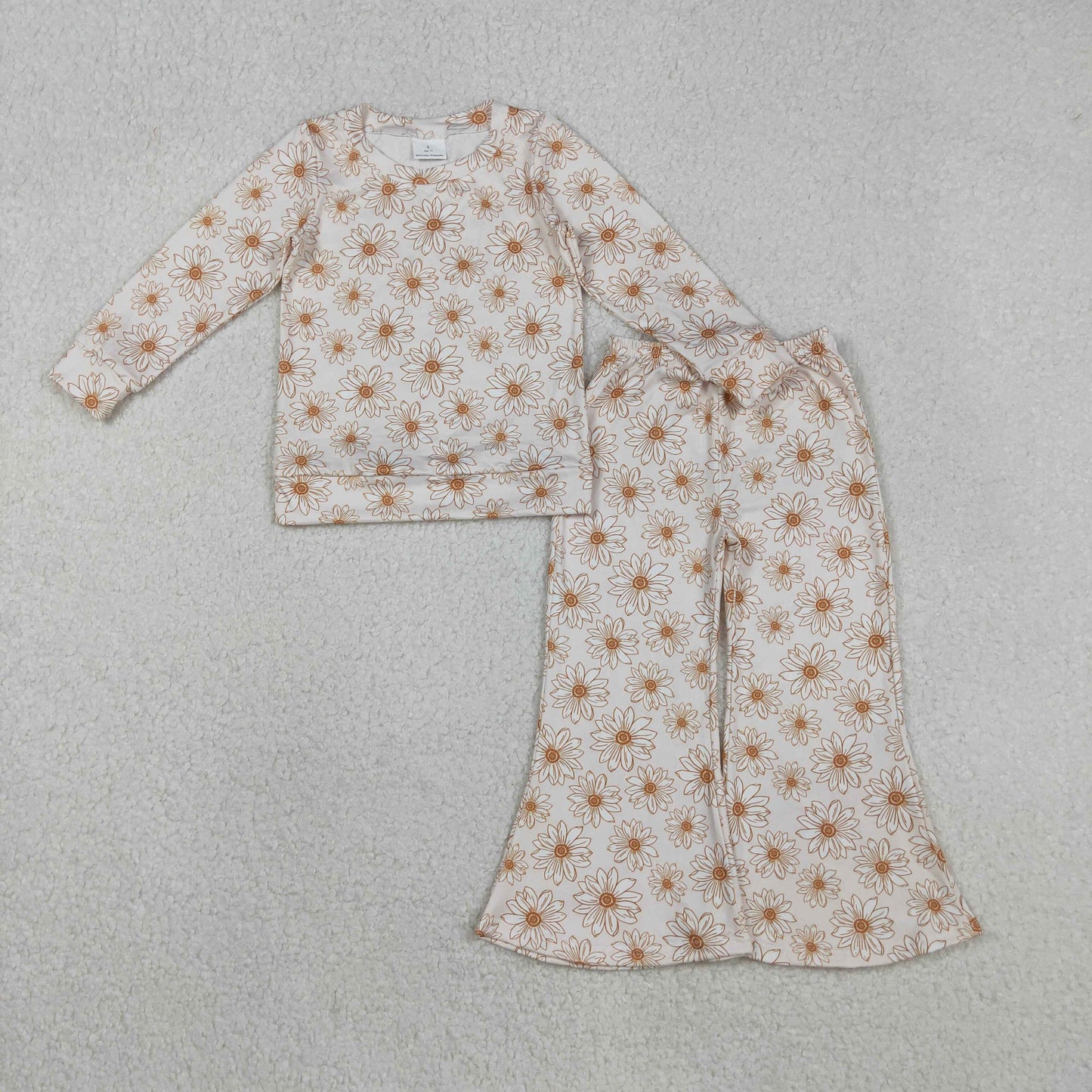 11.19 RTS NO MOQ （In stock）GLP2877 Baby Girls Daisy Flowers Top Bell Bottom Pants Clothes Sets