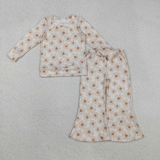 11.19 RTS NO MOQ （In stock）GLP2877 Baby Girls Daisy Flowers Top Bell Bottom Pants Clothes Sets
