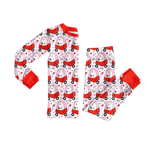9.24 GLP2913 Pre order No Moq Baby Girls Hearts Golf Trucks Top Pants Valentine Pajamas Sets