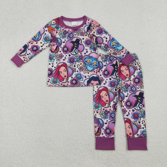 10.27 RTS NO MOQ （In stock）GLP2917 Baby Girls Cartoon Girls Flowers Top Pants Pajamas Sets