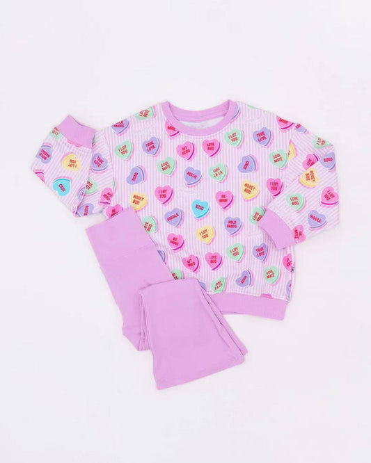 10.1 GLP2938 Pre order No Moq Baby Girls Colorful Hearts Plaid Top Pants Valentine Pajamas Sets