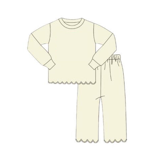 10.4 GLP2963 Pre order No Moq Baby Girls Light Yellow Ruffle Top Pants Pajamas Sets