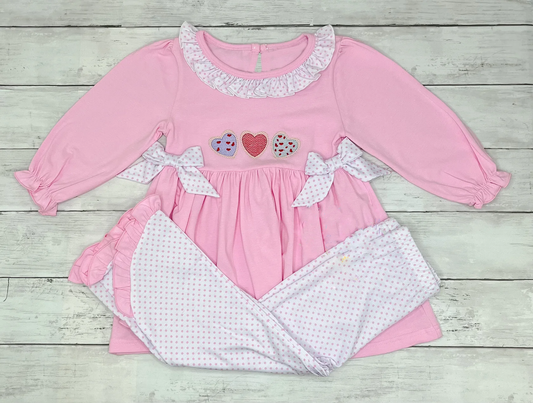 10.11 GLP2980 Pre order No Moq Baby Girls Hearts Bows Tunic Polka Dots Pockets Pant Valentine Clothes Sets