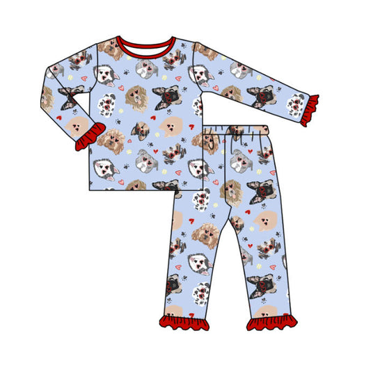 10.13 GLP2982 Pre order No Moq Baby Girls Blue Long Sleeve Top Pant Pajamas Sets