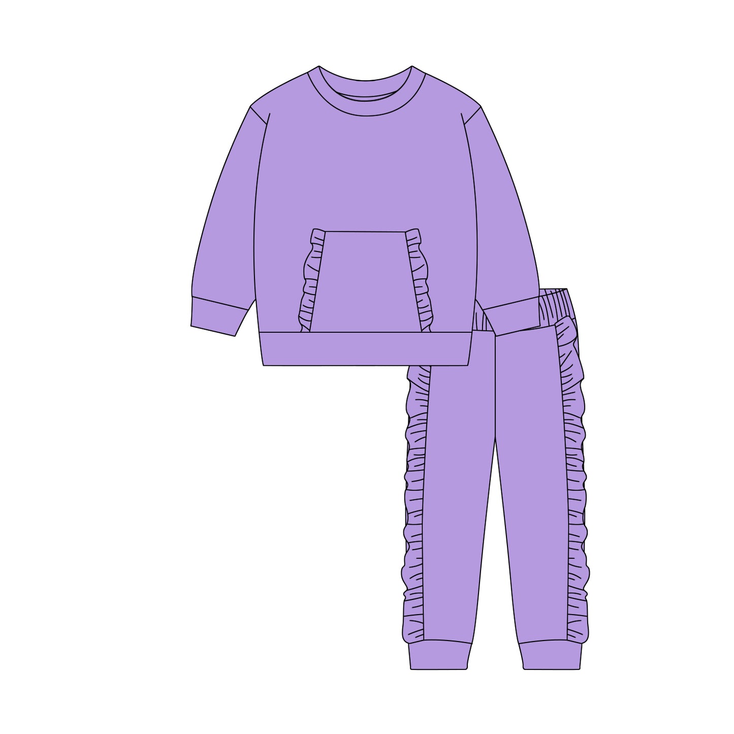 10.21 GLP3040 Pre order No Moq Baby Girls Purple Pocket Top Ruffle Legging Pants Clothes Sets