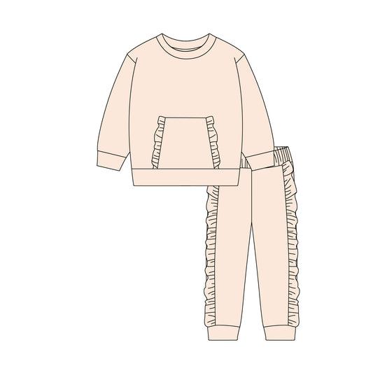 10.21 GLP3041 Pre order No Moq Baby Girls Peach Pocket Top Ruffle Legging Pants Clothes Sets