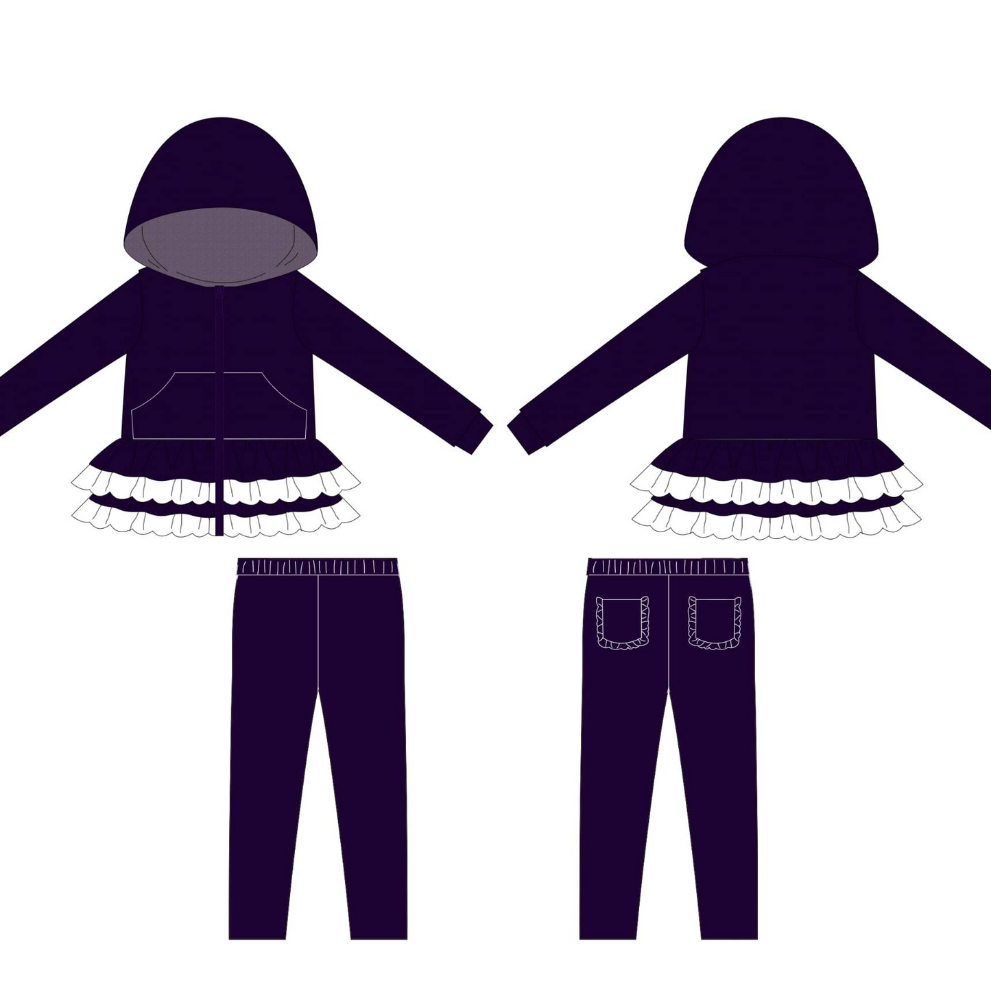 10.29 GLP3071 Pre order No Moq Baby girl clothes purple girl hoodie set