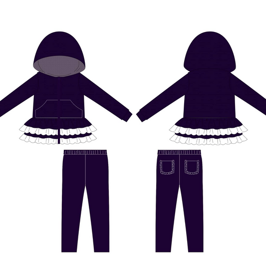 10.29 GLP3071 Pre order No Moq Baby girl clothes purple girl hoodie set