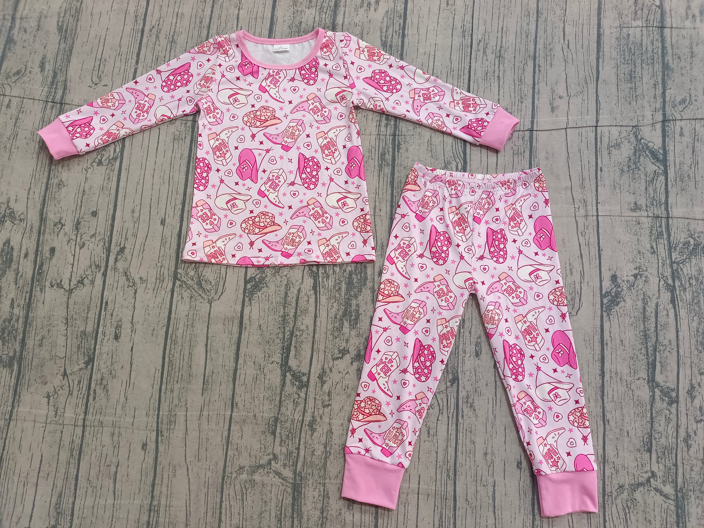 12.5 GLP3085 Sample No Moq Baby Girls Pink Howdy Boots Hats Top Pants Western Clothes Sets