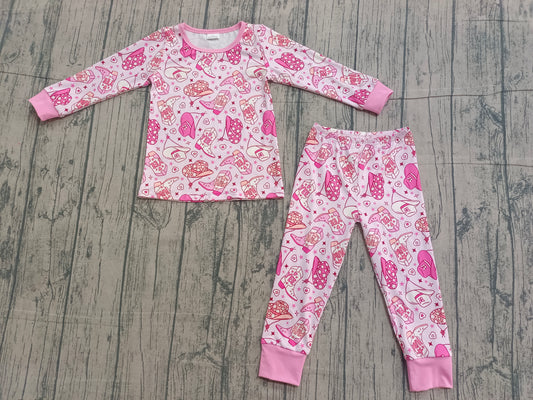12.5 GLP3085 Sample No Moq Baby Girls Pink Howdy Boots Hats Top Pants Western Clothes Sets