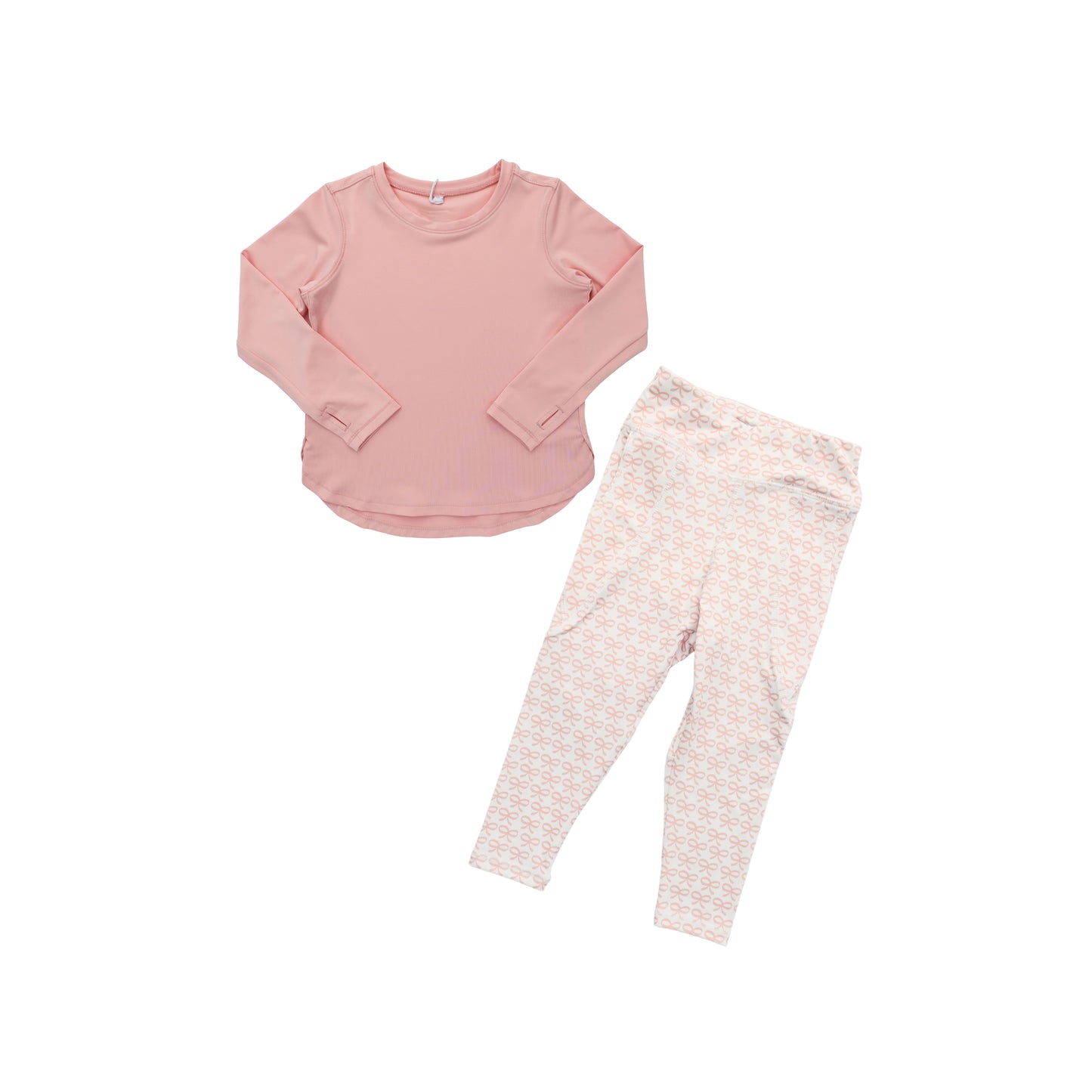 11.18 GLP3174 Pre order No Moq Yoga fabric Baby Girls Peach Long Sleeve Top Bows Pockets Leggings Yoga Clothes Sets