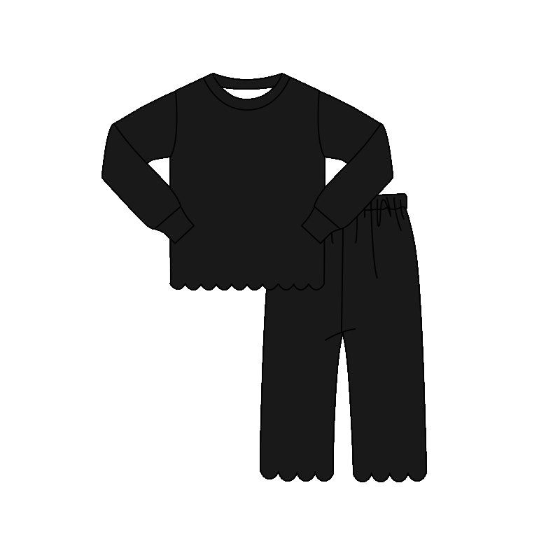 4.10 Pre order No Moq Baby Girls Long Sleeve Top Pants Scallop Pajamas Clothes Sets