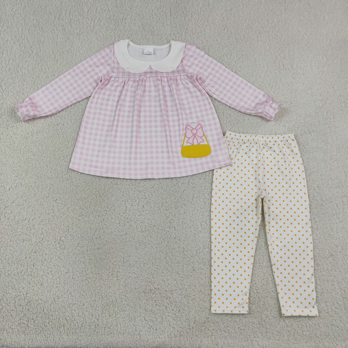 RTS NO MOQ Sibling milk silk Embroidery Baby Girls Long Sleeve Tunic Leggings Halloween Clothes Set