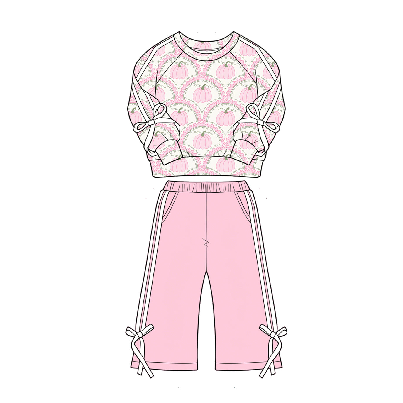 4.28 Pre order No Moq Baby Girls Fall Clothing Set Pumpkin Long Sleeve Top Pants Set