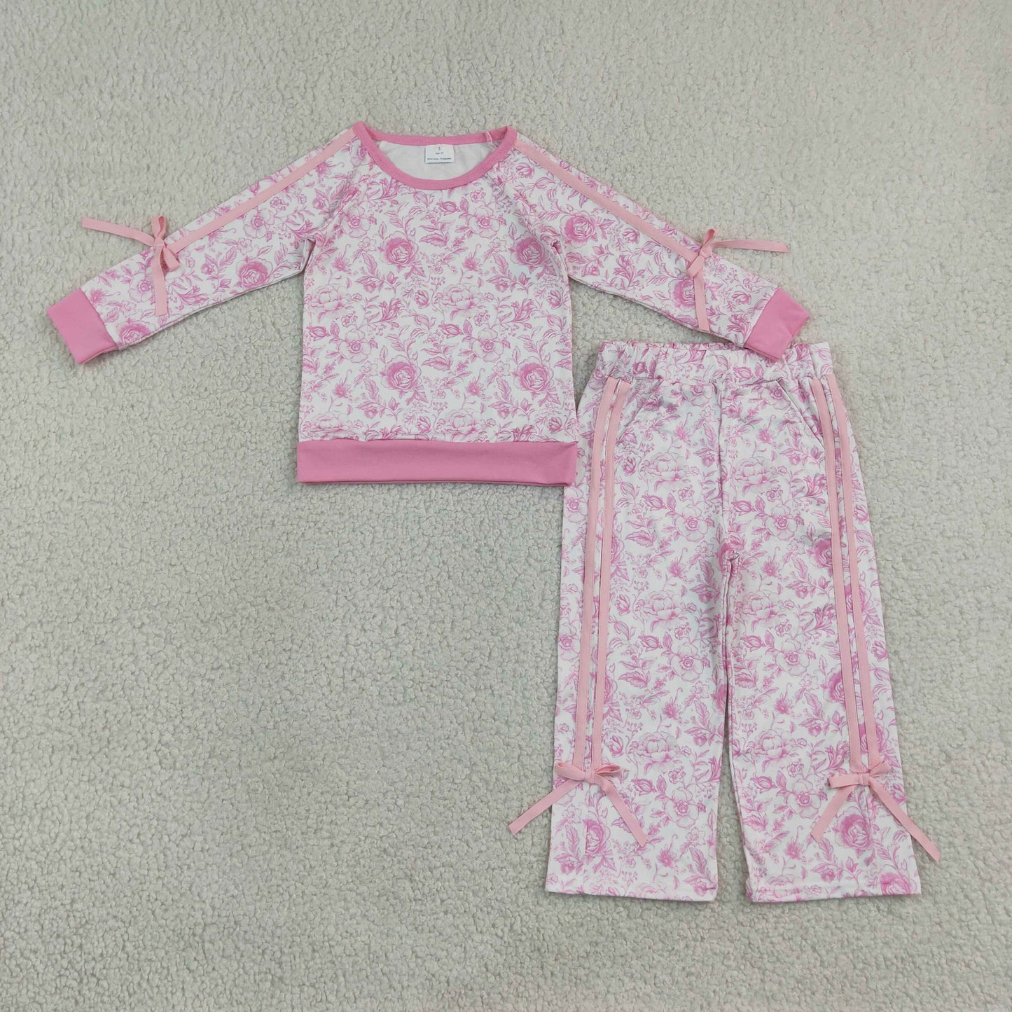 RTS NO MOQ Sibling milk silk Baby Boys Long Sleeve Top Pockets Short Team Clothes Set Girls Bows Top Short Team Clothes Sets