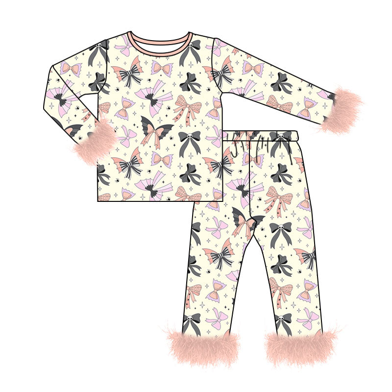 5.13 Pre order No Moq  Baby Girl Bow-Trimmed Long-Sleeved Pants Set