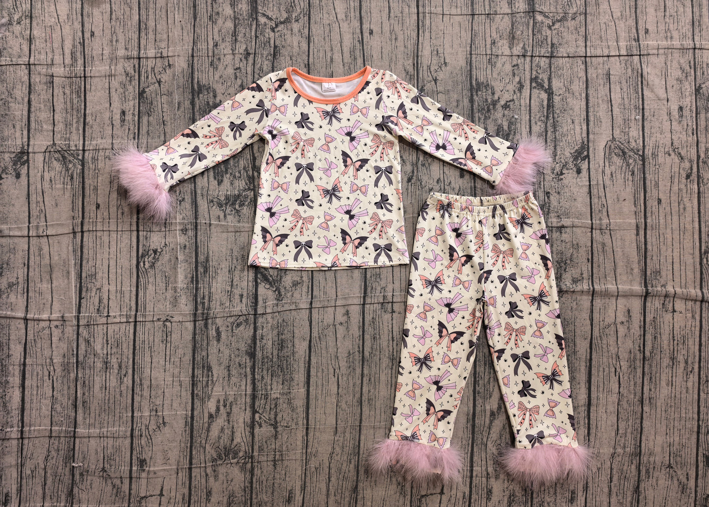 6.10 GLP3386 Sample No Moq Baby Girls Cute Halloween Colorful Bow Printed Sleeve Top Length Pants Outfit