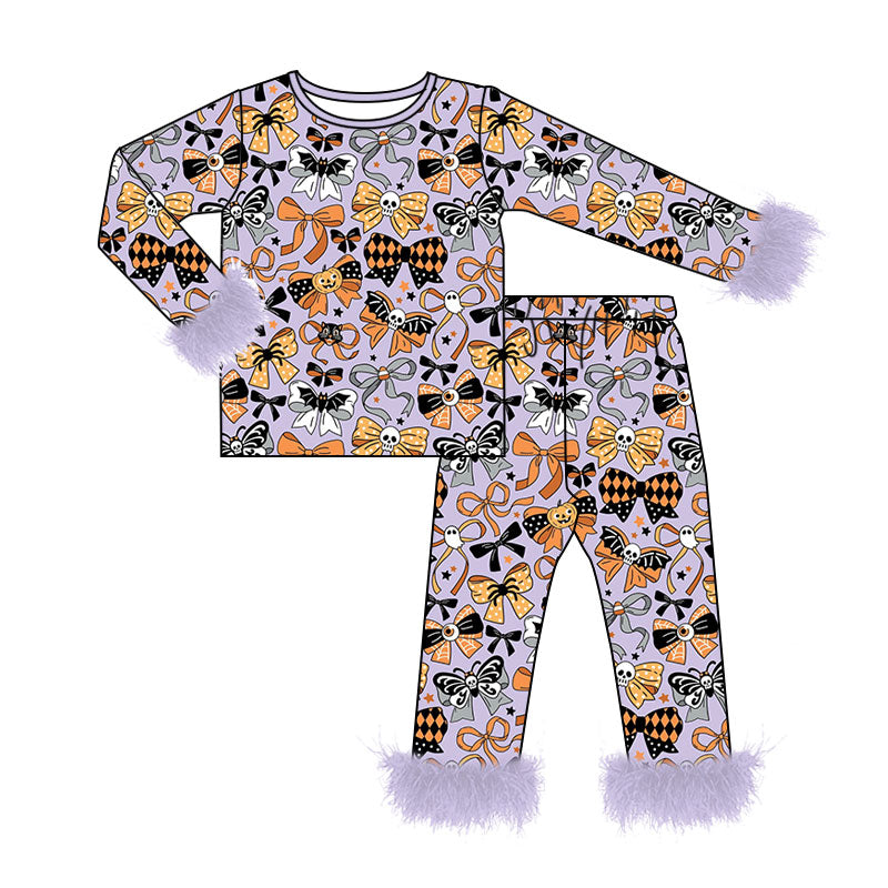 5.13 Pre order No Moq  Baby Girl Bow-Trimmed Long-Sleeved Pants Set