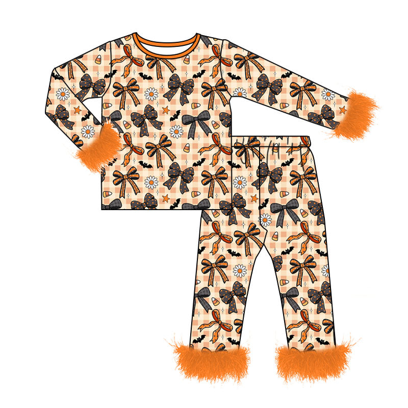 5.13 Pre order No Moq  Baby Girl Bow-Trimmed Long-Sleeved Pants Set