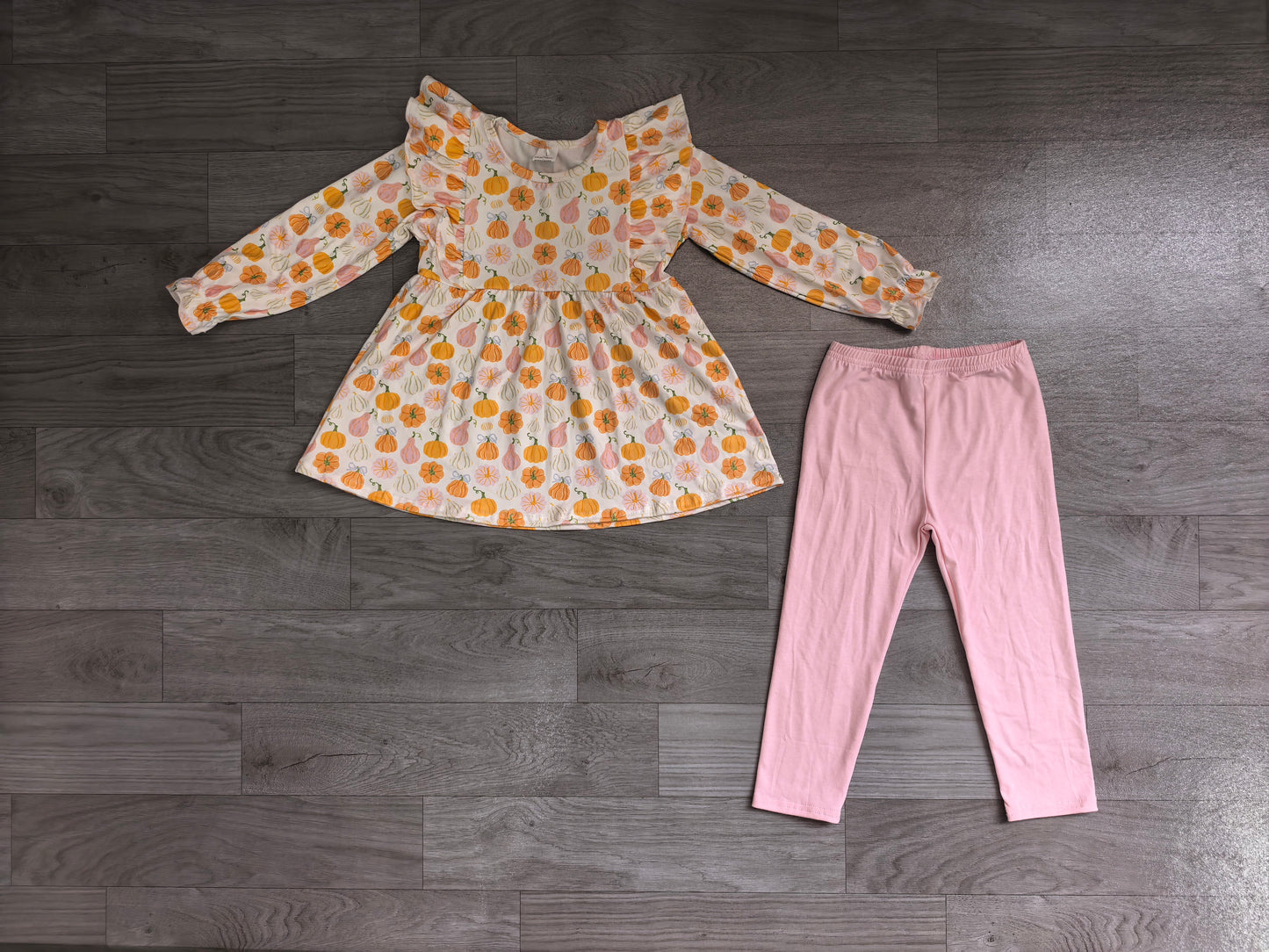 GLP3408 Sample No Moq Baby Girls Pumpkins Plaid Tunic Legging Pant Fall Clothes