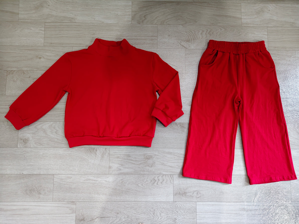 Sample No Moq moq cotton moq cotton GLP3413 Baby Girls Maroon Top Pockets Flare Pant Fall Pajamas Clothes Sets