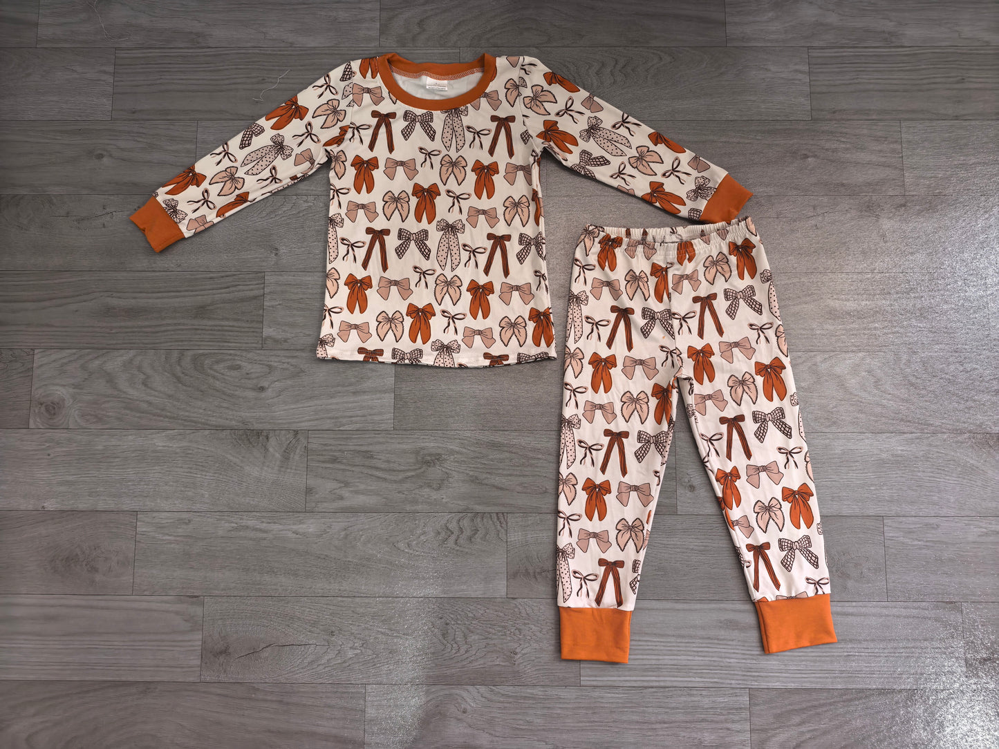 GLP3531 Sample No Moq Baby Girls Bows Plaid Top Pant Fall Pajamas Sets
