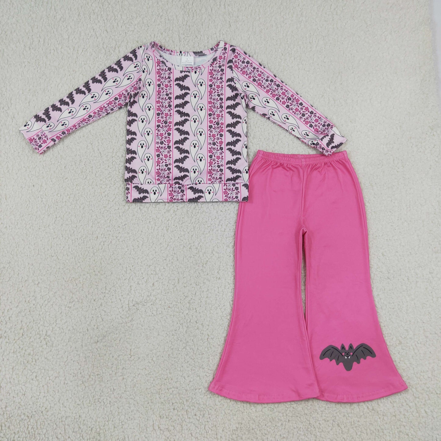 RTS NO MOQ Sibling milk silk RTS NO MOQ Sibling milk silk Baby Girls Stars Candy Top Flare Pant Halloweens Clothes Sets Fashion Matching Outfit