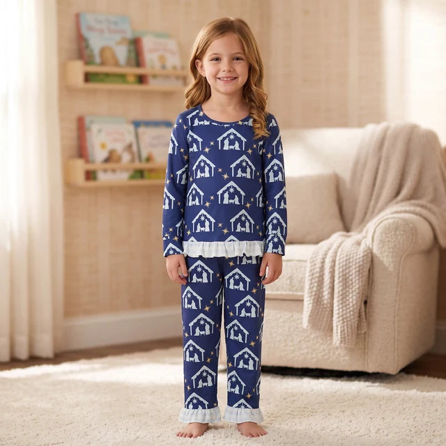 RTS NO MOQ （In stock） milk silk GLP3659 Baby Girls Long Sleeve Top Ruffle Pant Casual Set