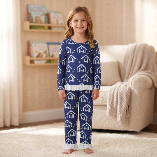 RTS NO MOQ （In stock） milk silk GLP3659 Baby Girls Long Sleeve Top Ruffle Pant Casual Set