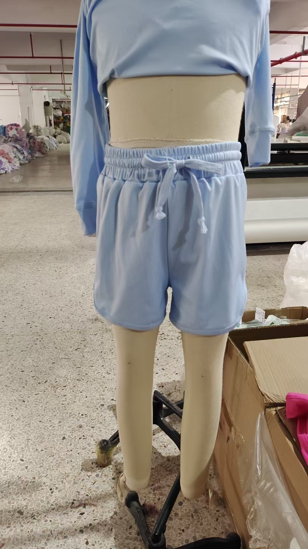 GLS0006Sample No Moq Fast Coming Baby Girls Yoga Outfits Baby Girls Blue Long Sleeves Top Short Yoga Set